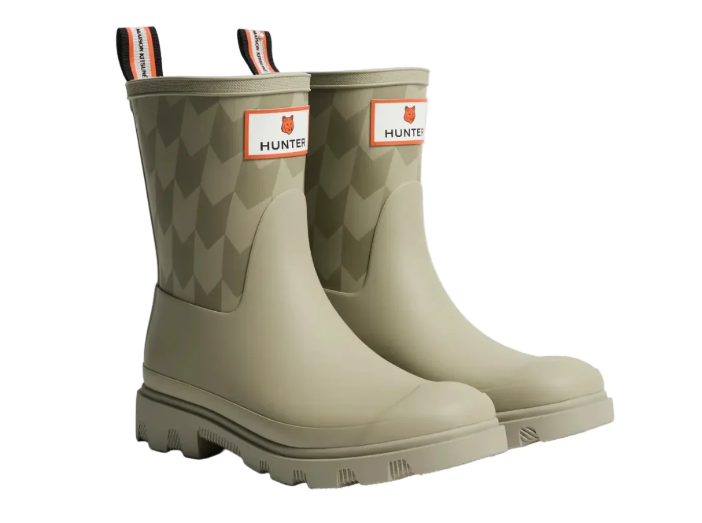 HUNTER x MAISON KITSUNÉ CHEVRON DOWNPOUR BOOT ASH TREE SILVER SAGE UNISEX - Image 5