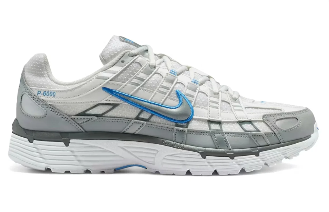 Nike P-6000 White Metallic Silver Blue